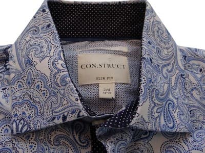 CON.STRUCT Slim Fit Men's Dress Shirt Blue Paisley Pattern - Thumbnail 2
