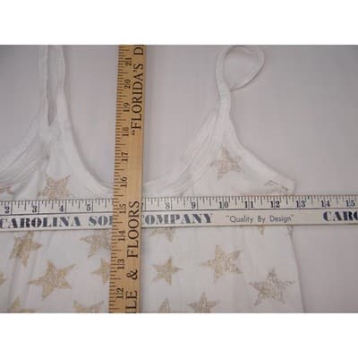 Y2K No Boundaries White Glitter Star Print Spaghetti Strap Camisole Top S 3-5 - Thumbnail 4