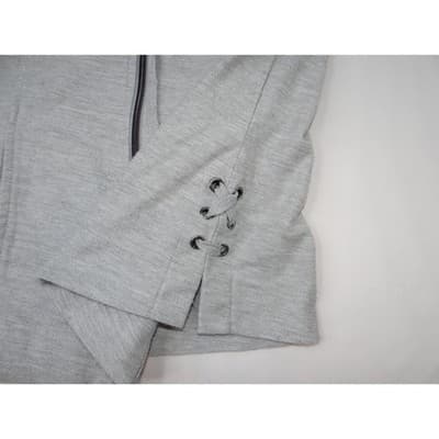 Coral Bay Energy Gray Full Zip Mock Neck Lace Up Side Jacket PS - Thumbnail 4