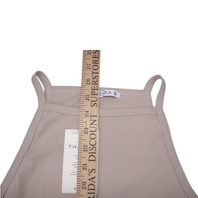 REORIA High Neck Sleeveless Thong Bodysuit Taupe Snap Closure Women's Size S - Thumbnail 5