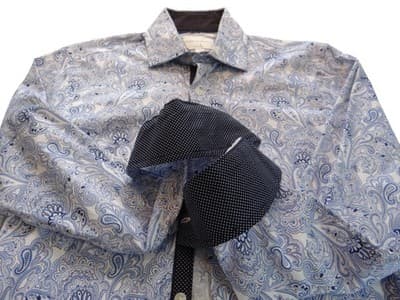 CON.STRUCT Slim Fit Men's Dress Shirt Blue Paisley Pattern - Thumbnail 3