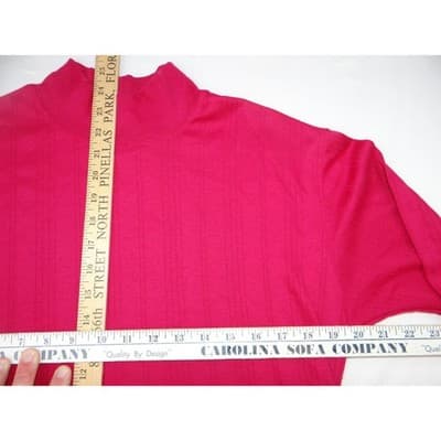 Vintage Women's Red Mock Neck Ribbed Long Sleeve Casual Top Shirt XL - Thumbnail 5