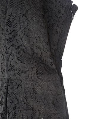 Express Black Lace Fit and Flare Dress with Front Zipper - Thumbnail 4