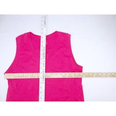 Champion Dark Pink V Neck Sleeveless Athletic Tank Top Size L G Loose Fit - Thumbnail 4