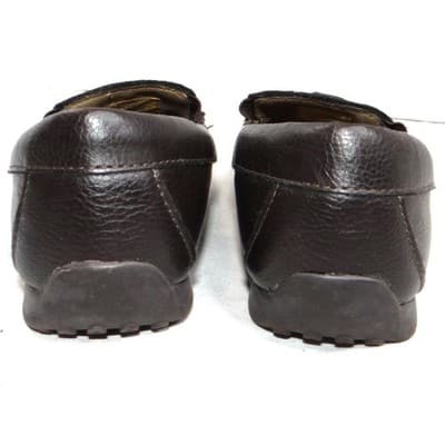 Kids Brown Faux Leather Slip On Loafer Shoes Size 13 - Thumbnail 3