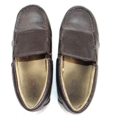 Kids Brown Faux Leather Slip On Loafer Shoes Size 13 - Thumbnail 4