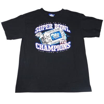 New York Giants Super Bowl XLII Champions Black Reebok T Shirt Men's Size L