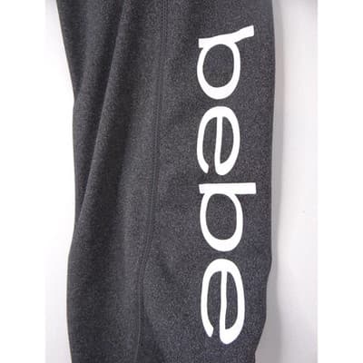 Bebe Sport Leggings Black Pink Blue Stripe Logo Athletic Activewear Size L - Thumbnail 5