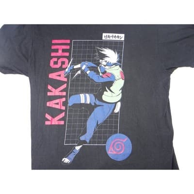 VIZ Media Naruto Kakashi Graphic T Shirt Anime Manga Black Size L - Thumbnail 3