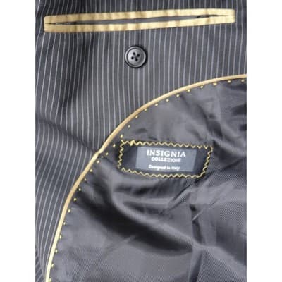 Insignia Collezione Men High Twist Microtech Super Deluxe Pinstripe Blazer Sz L - Thumbnail 6