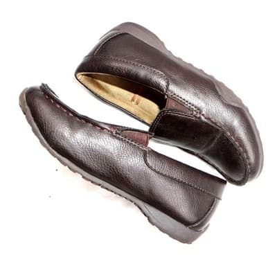 Kids Brown Faux Leather Slip On Loafer Shoes Size 13 - Thumbnail 2