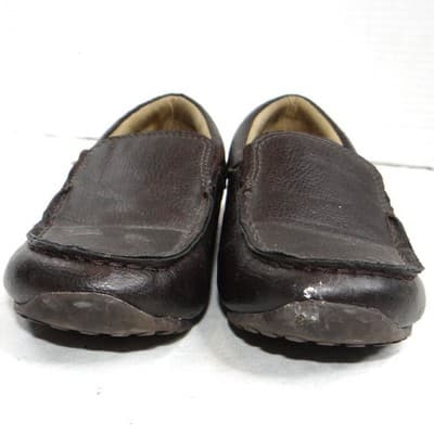 Kids Brown Faux Leather Slip On Loafer Shoes Size 13 - Thumbnail 5