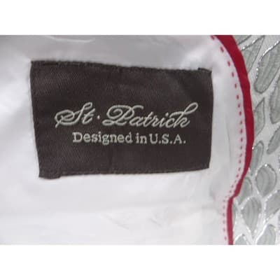 St. Patrick Mens 3XL Silver Floral Brocade Dinner Jacket Blazer & Bow Tie 508-6 - Thumbnail 3