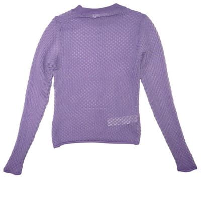 MNG MANGO Lavender Textured Knit Long Sleeve Sweater Top Sheer Sparkle Size S - Thumbnail 5