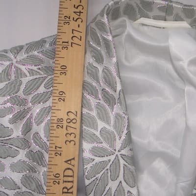 St. Patrick Mens 3XL Silver Floral Brocade Dinner Jacket Blazer & Bow Tie 508-6 - Thumbnail 9