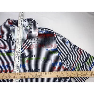 COLLUSION Mens Short Sleeve Button Up Size S Black White Stripe Graphic Print - Thumbnail 6