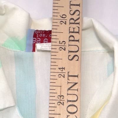 Leslie Ann Fashions Vintage Pastel Abstract Stripe Button Up Shirt Medium USA - Thumbnail 8