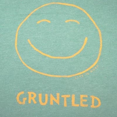 Life is Good Mens XL Green Gruntled Smiley Face Crusher Long Sleeve Graphic Tee - Thumbnail 4