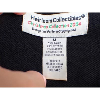 Vintage Heirloom Collectibles Sweater Cardigan Snowflake Beaded Sequin Black M - Thumbnail 2
