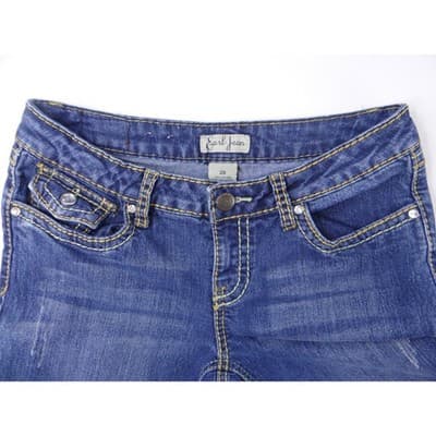Earl Jean Blue Denim Bootcut Jeans Embellished Pockets Size 28 - Thumbnail 3