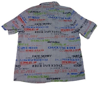COLLUSION Mens Short Sleeve Button Up Size S Black White Stripe Graphic Print - Thumbnail 5