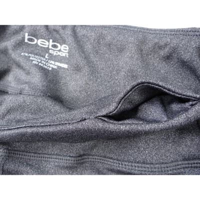 Bebe Sport Leggings Black Pink Blue Stripe Logo Athletic Activewear Size L - Thumbnail 6