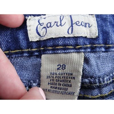 Earl Jean Blue Denim Bootcut Jeans Embellished Pockets Size 28 - Thumbnail 2