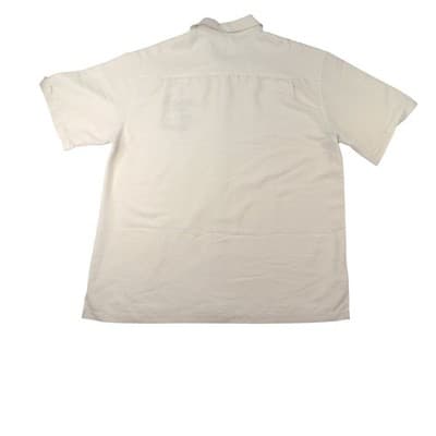 Centro Mens XL Short Sleeve Button Up Shirt Cream Midnight Diner Car Embroidered - Thumbnail 6