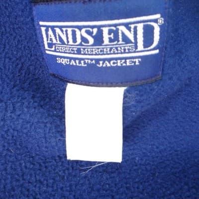 Vintage Lands End Teal Blue Fleece Lined Jacket Zip Up Collar L - Thumbnail 2