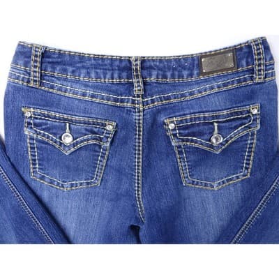 Earl Jean Blue Denim Bootcut Jeans Embellished Pockets Size 28 - Thumbnail 7