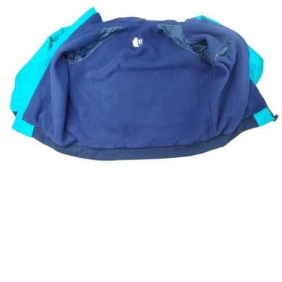 Vintage Lands End Teal Blue Fleece Lined Jacket Zip Up Collar L - Thumbnail 4