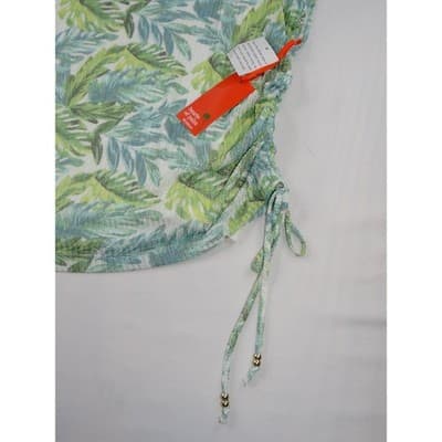 Hearts of Palm Woman 3X Tropical Leaf Print Tunic Top Drawstring Side Accent - Thumbnail 7