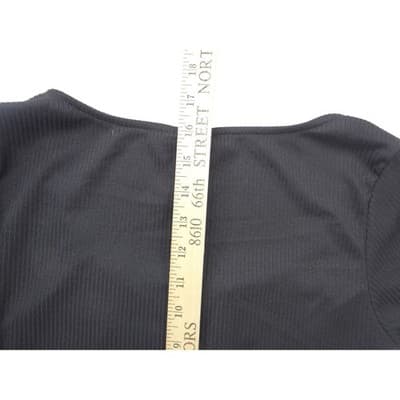 Just Polly Black Ribbed Sweetheart Notched Handkerchief Hem Top JK13451 Mens M - Thumbnail 6