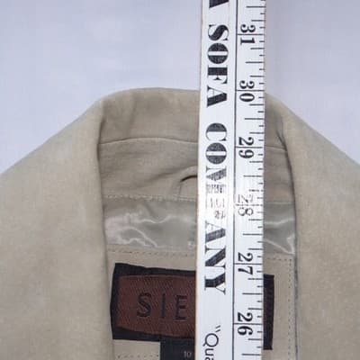 Luxurious Siena Women's Beige Genuine Suede Leather Blazer Jacket Size 10 - Thumbnail 12