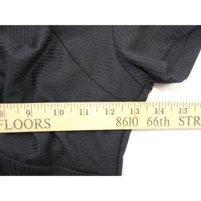 Just Polly Black Ribbed Sweetheart Notched Handkerchief Hem Top JK13451 Mens M - Thumbnail 4