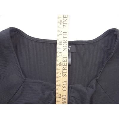 Just Polly Black Ribbed Sweetheart Notched Handkerchief Hem Top JK13451 Mens M - Thumbnail 5