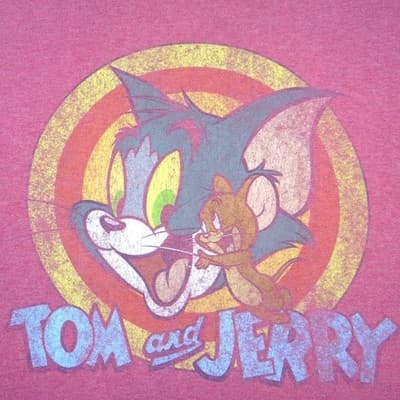 Tom and Jerry Graphic T-Shirt Mens XL Heather Red Short Sleeve Cartoon Tee - Thumbnail 4