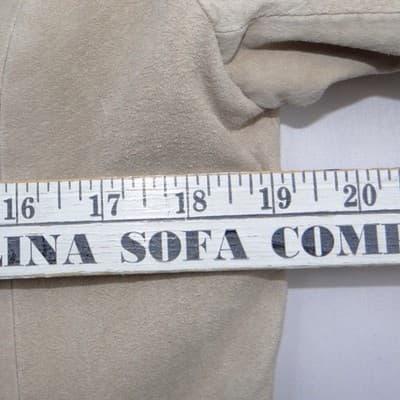 Luxurious Siena Women's Beige Genuine Suede Leather Blazer Jacket Size 10 - Thumbnail 11