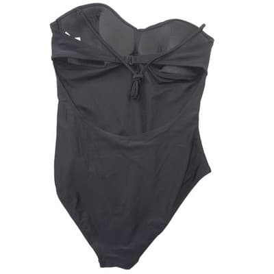 Old Navy Womens XL Black One Piece Swimsuit Ruched Sweetheart Neck Cutout Back - Thumbnail 3