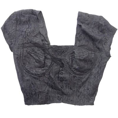 Mirrors Vintage Black Floral Lace Corset Top Bustier Cropped Whimsigoth Size 5