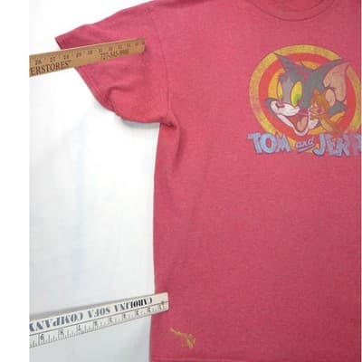 Tom and Jerry Graphic T-Shirt Mens XL Heather Red Short Sleeve Cartoon Tee - Thumbnail 5