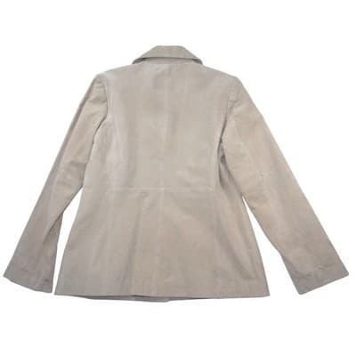 Luxurious Siena Women's Beige Genuine Suede Leather Blazer Jacket Size 10 - Thumbnail 4