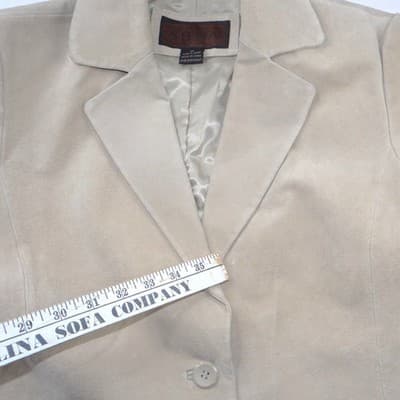 Luxurious Siena Women's Beige Genuine Suede Leather Blazer Jacket Size 10 - Thumbnail 5