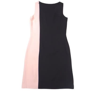 Vintage Casual Corner Black Pink Tan Colorblock Sleeveless Sheath Dress Size 2 - Thumbnail 3