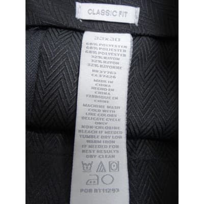 Easy Portfolio Classic Fit Men's Charcoal Gray Dress Pants 33x30 Wool Blend - Thumbnail 2