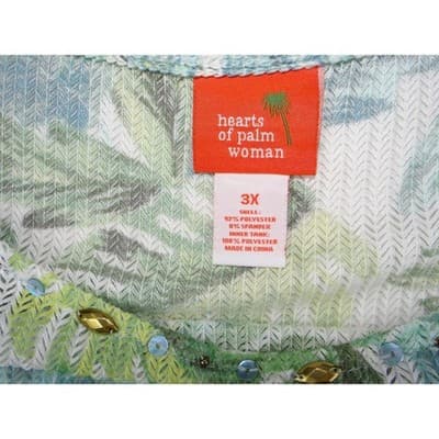 Hearts of Palm Woman 3X Tropical Leaf Print Tunic Top Drawstring Side Accent - Thumbnail 2