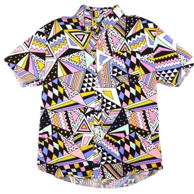 MASSIVE Men's Geometric Print Short Sleeve Button Up Shirt Small