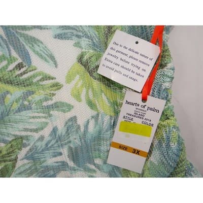 Hearts of Palm Woman 3X Tropical Leaf Print Tunic Top Drawstring Side Accent - Thumbnail 5