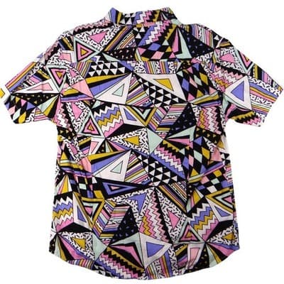 MASSIVE Men's Geometric Print Short Sleeve Button Up Shirt Small - Thumbnail 4
