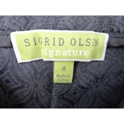 Sigrid Olsen Signature Womens Gray Geometric Pattern Stretch Pants Size 8 - Thumbnail 2
